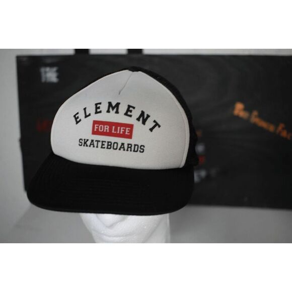 Element Skateboards "For Life" Trucker Hat Snapback Cap - Black & White Mesh - Picture 1 of 7